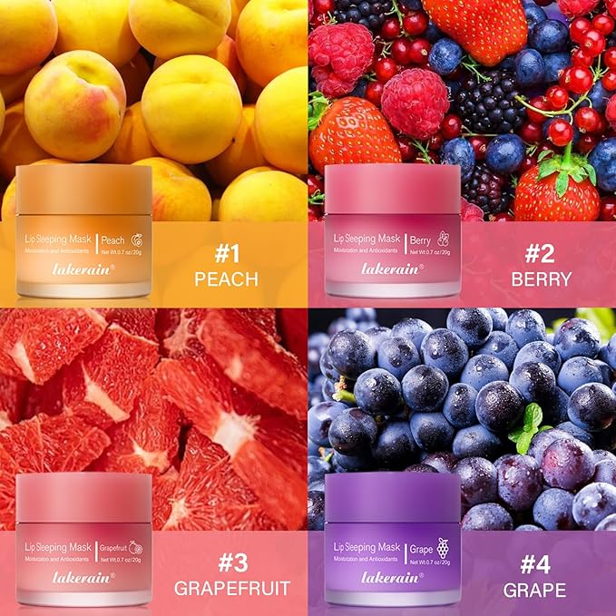 2Pcs Lip Glowy Balm and Lip Sleeping Mask Set, with 4 Flavor Options - Reduce Lip Lines, Enhance Lip Color, Hydrate & Plump Dry Chapped Lips Care (Berry)-VivaGrace Women