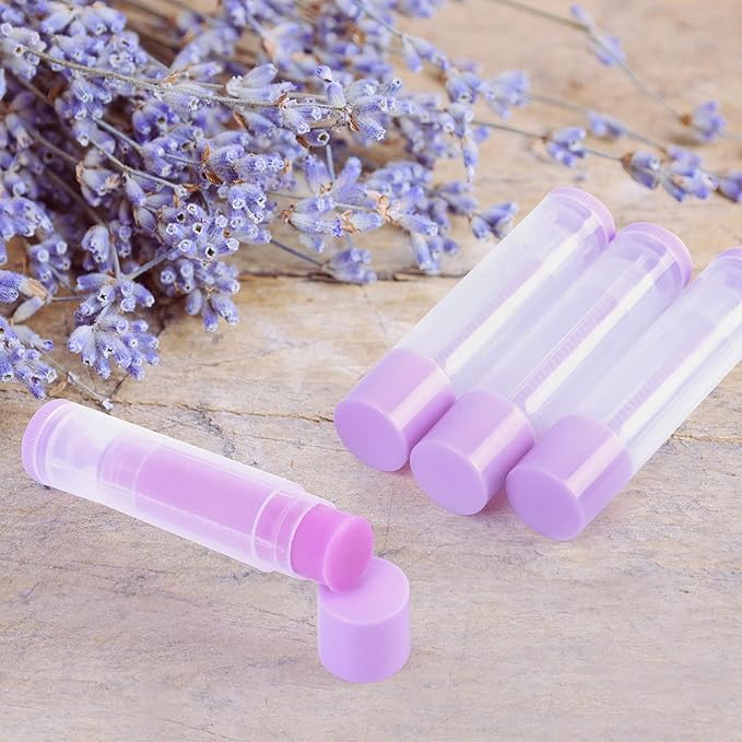 LotFancy Lip Balm Tubes Empty, 60PCS 5.5ml (3/16 Oz), Clear Lip Balm Container Tubes with Purple Caps, BPA Free & Leak Free, Refillable-VivaGrace Women
