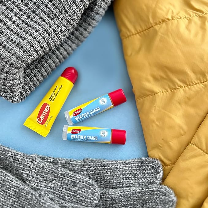 Carmex Lip Balm Bundle, 12 Count (9 Classic Lip Balm Tubes, 3 Weather Guard Lip Balm with SPF 30 Sticks)-VivaGrace Women