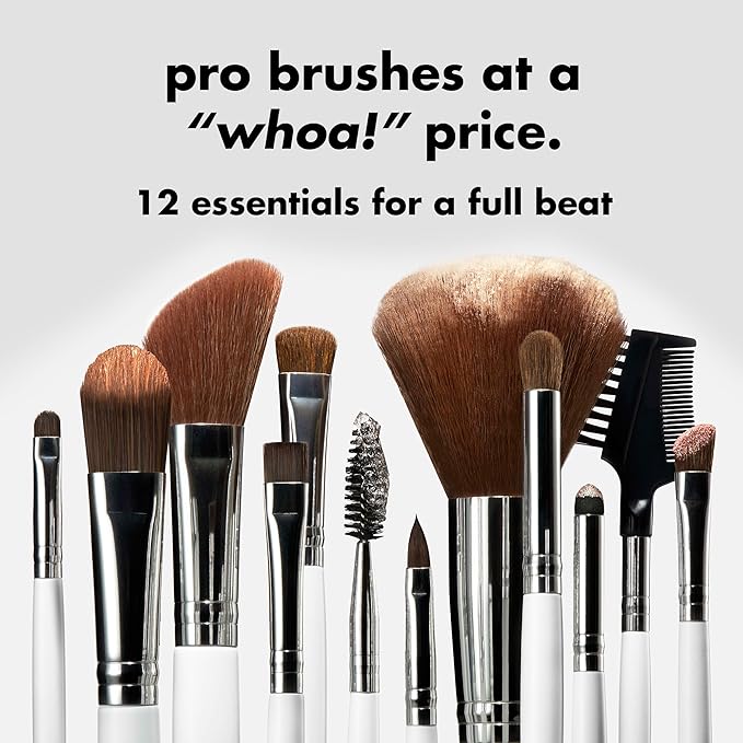 e.l.f. Professional Set of 12 Makeup Brushes, Pro-Worthy Makeup Brushes For A Flawless Full-Face Application, Vegan & Cruelty-Free-VivaGrace Women