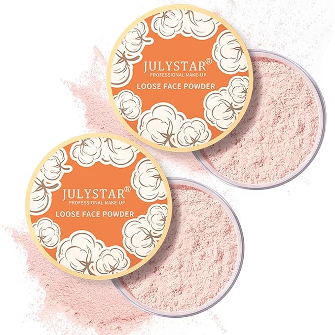 2PCS Pink Setting Powder Loose Face Powder Matte Soft Smooth Oil Control Long Lasting Loose Setting Powder Makeup for Natural Flawless(02# Pink Complexion)-VivaGrace Women