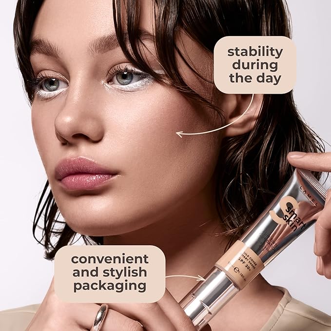LAMEL Smartskin Serum Tinted Foundation - Hydrating & Nourishing - Hypoallergenic & Skin-Caring - Color Correcting - Anti-Aging Formula with Hyaluronic Acid - 402, 1,18 fl.oz-VivaGrace Women