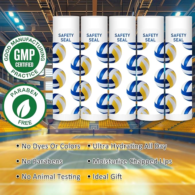 DMSKY 60 Pcs Volleyball Lip Balm Bulk, Volleyball Party Favors for Team Volleyball Gifts for Players Teen Girls Boys Sports Party Supplies-VivaGrace Women