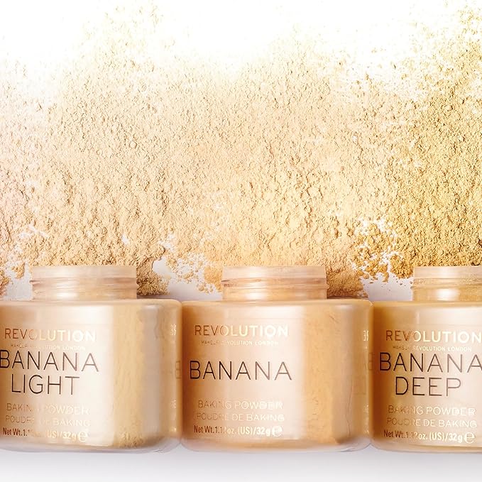Revolution Beauty, Loose Baking Powder, Makeup Setting Powder, Long Lasting Coverage, Mattifies & Reduces Shine, Banana Deep, 1.13 Oz-VivaGrace Women