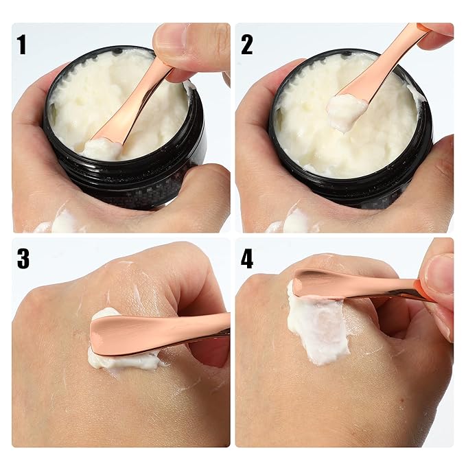 VOCOSTE 3 Pcs Makeup Spatula Mini Spoon, Eye Cream Massage Sticks Beauty Scoop, for Facial Cosmetic Face Cream, Heart Shape 2.36"x0.49", Silver Tone-VivaGrace Women