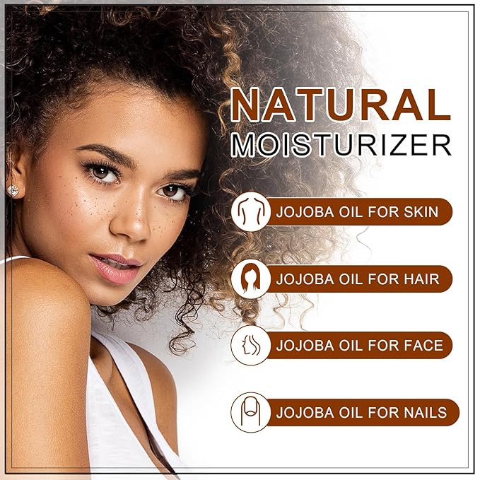 Yoken Pure Jojoba Oil Organic USDA Certified 16 fl oz, 100% Natural Jojoba Oil for Hair, Skin & Face, Cold Pressed Unrefined, Deeply Moisturizing Body Carrier Oils for Essential Oils Mixing-VivaGrace Women