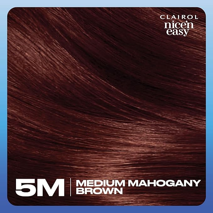 Clairol Nice'n Easy Permanent Hair Dye, 5M Medium Mahogany Brown Hair Color, Pack of 3-VivaGrace Women
