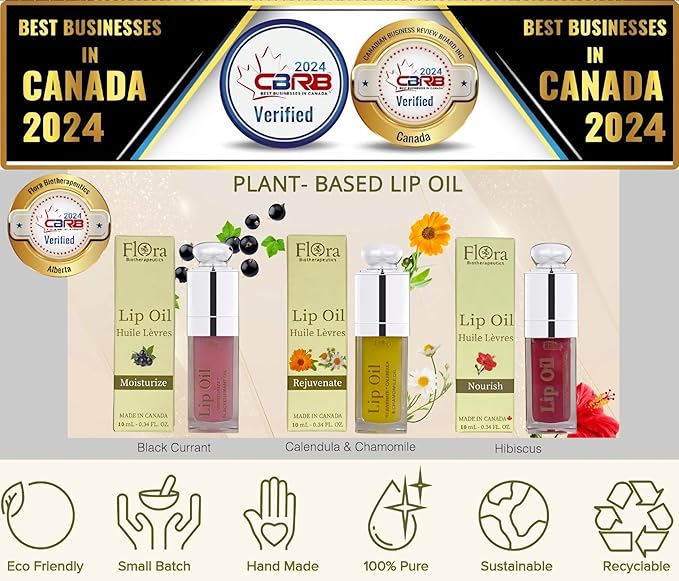 FLORA HIBISCUS LIP OIL | ORGANIC, PLANT-BASED | NOURISH | 10 ML | MADE IN CANADA-VivaGrace Women