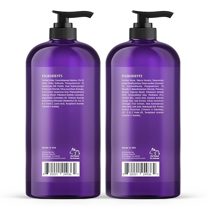 Botanic Hearth Purple Shampoo And Conditioner Set | For All Shades Of Blonde, Silver And Gray Hair | Enhances Highlights | Sulfate Free, Paraben Free, 16 Fl Oz Each-VivaGrace Women