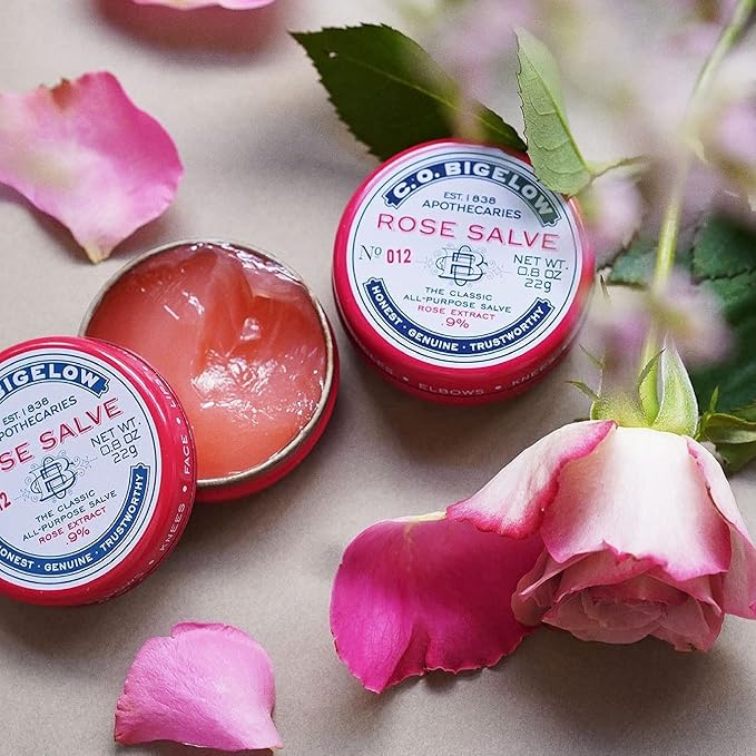 C.O. Bigelow All Purpose Salve Lip Balm Tins, Rose Salve Pack of 3 for Chapped Lips & Dry Skin - Moisturizing Lip, Cuticle 0.8 oz each-VivaGrace Women