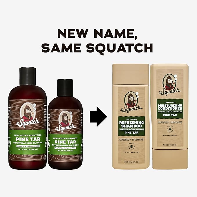 Dr. Squatch Natural Hair Bundle for Men - Healthy, Full Looking Hair - Pine Tar Shampoo (11 fl oz), Pine Tar Conditioner (11 fl oz)-VivaGrace Women