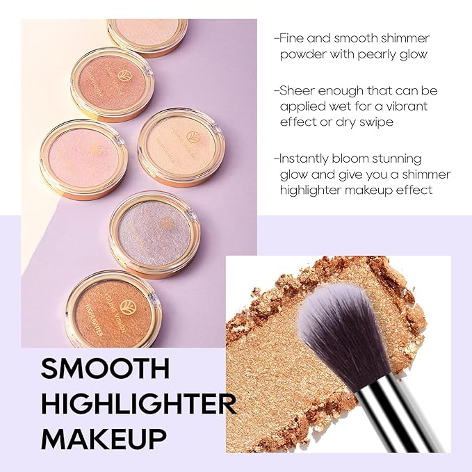Baked Highlighter Powder Palette, Makeup Highlighter Powder Palette Sheer Shimmering Finish Face Highlighters Makeup Iluminadores de Maquillaje #06 Bronze Glow-VivaGrace Women