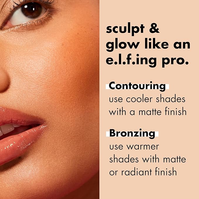 e.l.f. Primer-Infused Bronzer, Long-Lasting, Lightweight & Buildable Powder Bronzer, Delivers A Matte Finish, Vegan & Cruelty-Free, Tan O' Clock-VivaGrace Women