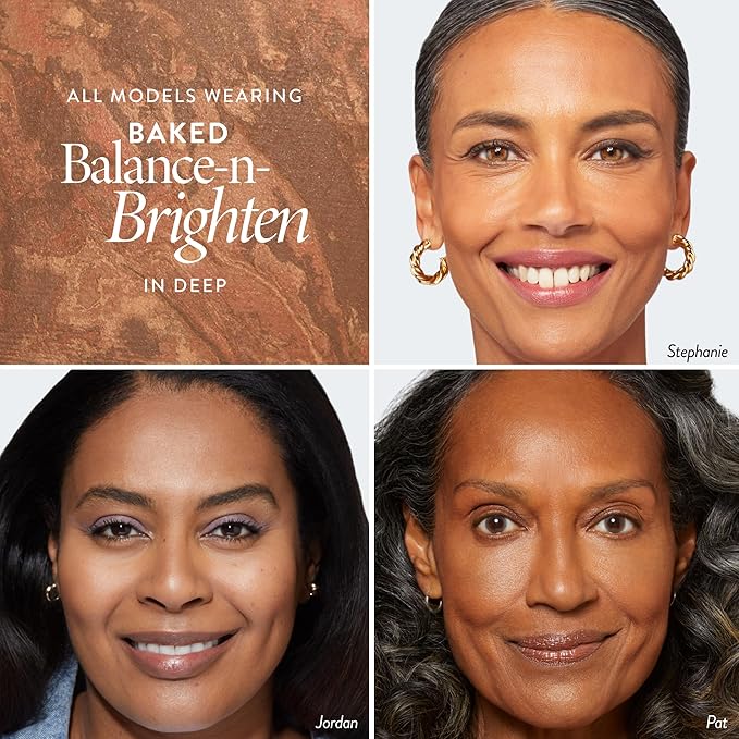 LAURA GELLER NEW YORK Award-Winning Baked Balance-n-Brighten Color Correcting Powder Foundation - Deep - Buildable Light to Medium Coverage - Demi-Matte Natural Finish-VivaGrace Women