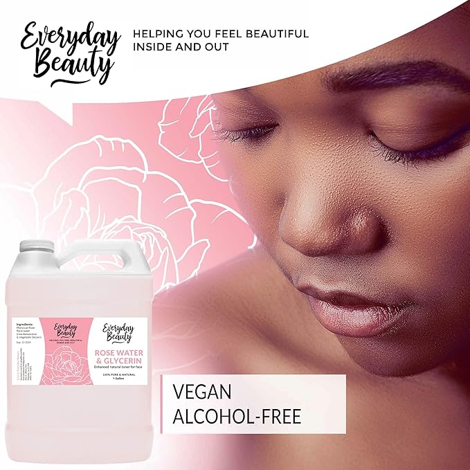 Rose Water & Glycerin Enhanced Facial Toner - 1 Gallon Bulk Alcohol-Free Vegan All Natural Refreshing for Face and Hair - Uplifts, Calming & Soothing for All Skin Types-VivaGrace Women