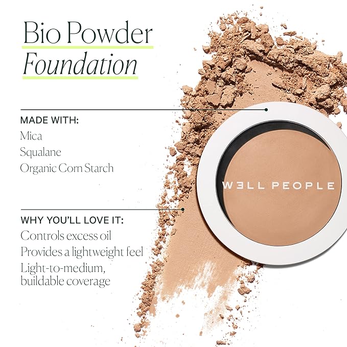 Well People Bio Powder Foundation, Lightweight & Hydrating Foundation For Perfecting & Smoothing Skin, Semi-Matte Finish, Vegan & Cruelty-free, 4N-VivaGrace Women