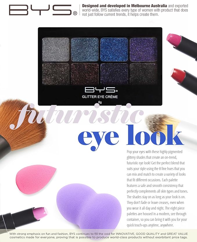 BYS Glitter Gel Makeup Palette 8 shades - Boogie Nights-VivaGrace Women