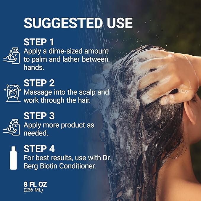 Dr. Berg Biotin Shampoo for Men & Women (Improved High-Performance Formula) - Independently Tested & Certified Paraben- Sulfate- & Silicone-Free - Infused w/Biotin, Argan Oil & Botanicals - 8 Fl oz-VivaGrace Women
