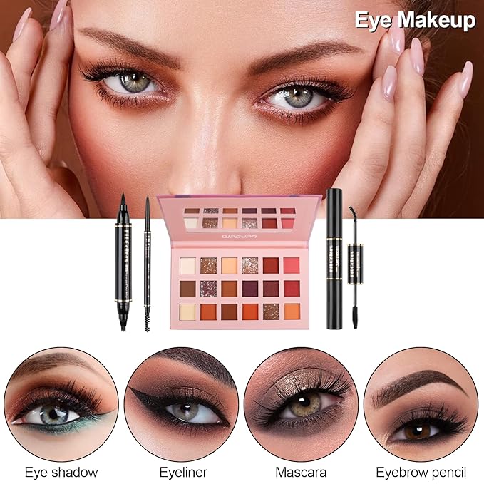 Fenshine Makeup Set,Make Up Starter Kit With Storage Bag Portable Travel Make Up Palette Eyeshadow Foundation Lip Gloss for Teenage & Adults (Type B)-VivaGrace Women