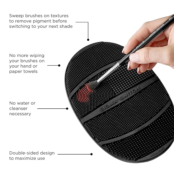 Sigma Switch by Sigma Beauty – Silicone Makeup Brush Cleaner for Switching Shades and Pigments, Switch Cleaning Mat for Superior Makeup Brush Cleaning Mid-Application (Full Size)-VivaGrace Women