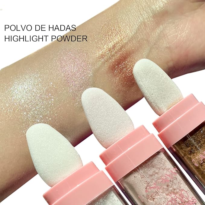 MAEPEOR Highlighter Powder Stick 6 Colors Shimmer Not-sticky Brighten Highlighter Powder Stick Natural Sparkle Glitter Highlighter Makeup Cosmetic for Lip Face Body Makeup (03 Golden Brown)-VivaGrace Women