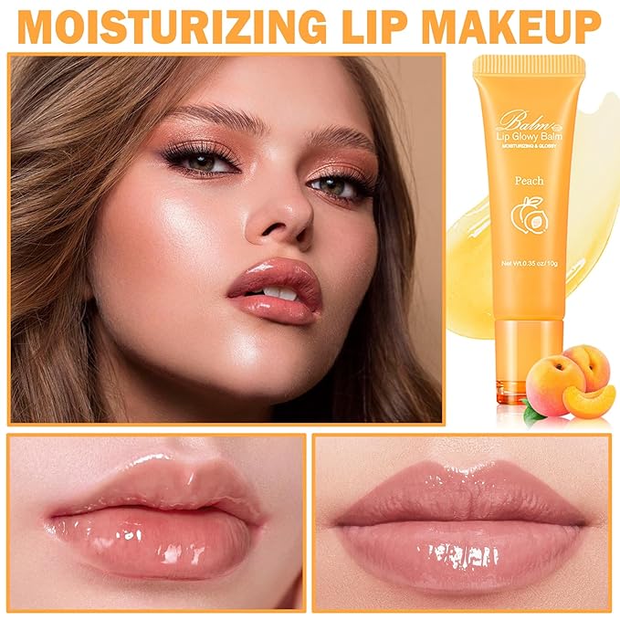 Lip Glowy Balm Moisturizing Lip Balm Plumping Lip Gloss Lip Sleeping Mask Lip Butter Balm Day Night Lip Care Glowy Lip Balm - Peach-VivaGrace Women
