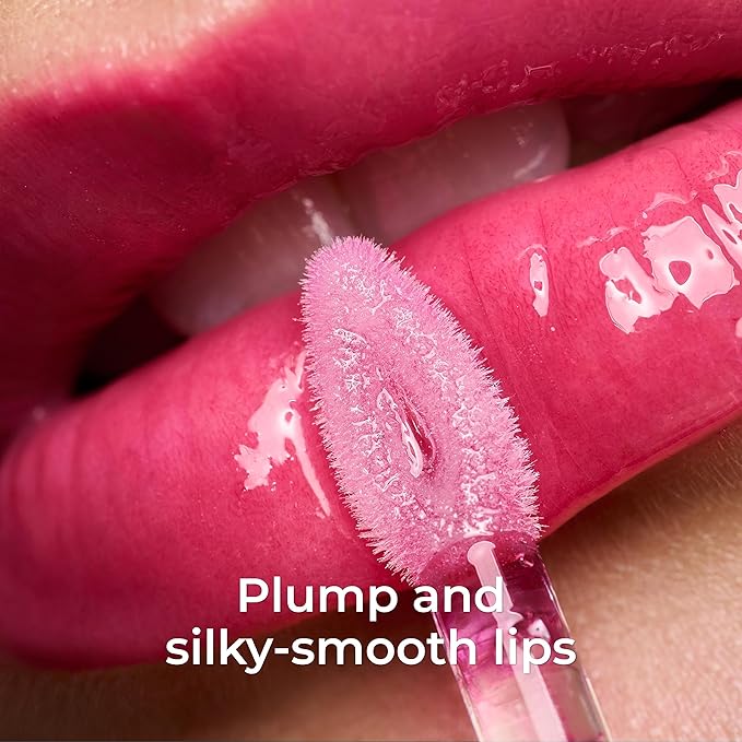 All-in-One Lip Oil - Lightweight, No-Sticky, Tinted, Plumping, Hydrating Lip Gloss - Lip Balm for Day & Night Use, Long-Lasting Lip Stain, Lip Glow Oil, Lip Plumper Tint - Pink Sparkle №402-VivaGrace Women