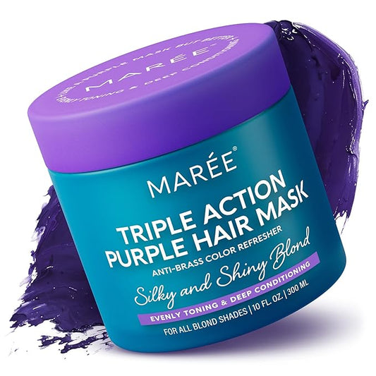 MAREE Purple Hair Mask - Toner for Blonde Hair - Purple Conditioner for Color Treated - Brassy, Bleached, Highlighted, Platinum, Ash and Silver - with Keratin – Matizador Para Cabello Rubio-VivaGrace Women