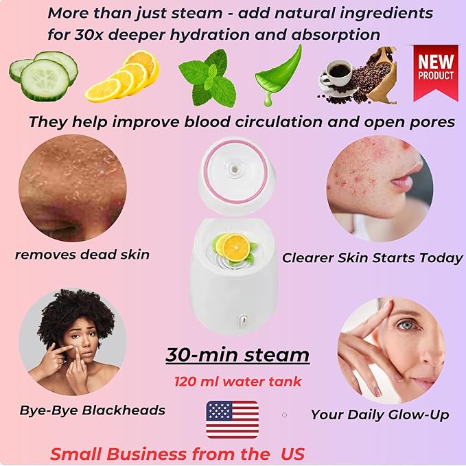 Facial Steamer and Ice Roller – 3-in-1 Nano Ionic Spa Kit for Deep Hydration and Pore Cleansing – Home Facial Care Set,auto Shut Off-VivaGrace Women