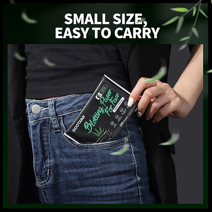 1200PCS Blotting Paper for Oily Skin, Natural Bamboo Charcoal Blotting Paper, 100 * 70MM Large Oil Blotting Sheets for Face, Makeup-VivaGrace Women