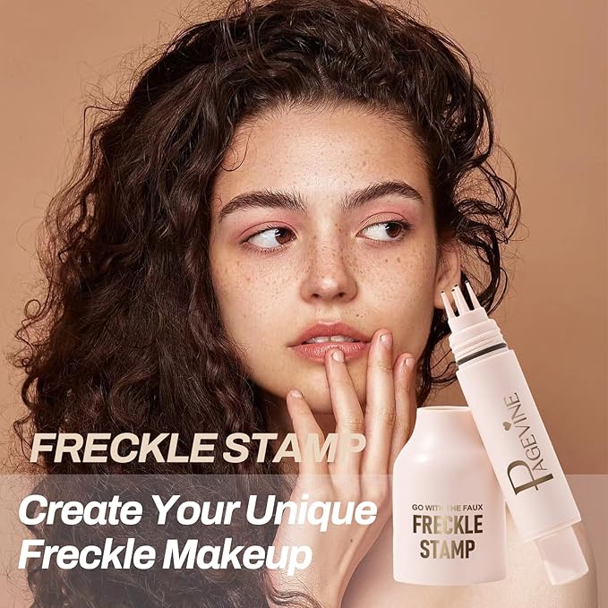Freckle Stamp Pen, Fake Freckle Stamp Makeup Tool, Faux Freckle Stamp with Quick Dry 5-Point Multi-Prong Soft Tip, Waterproof & Long Lasting Lifelike Sunkissed Face Freckle Makeup (1# Light)-VivaGrace Women
