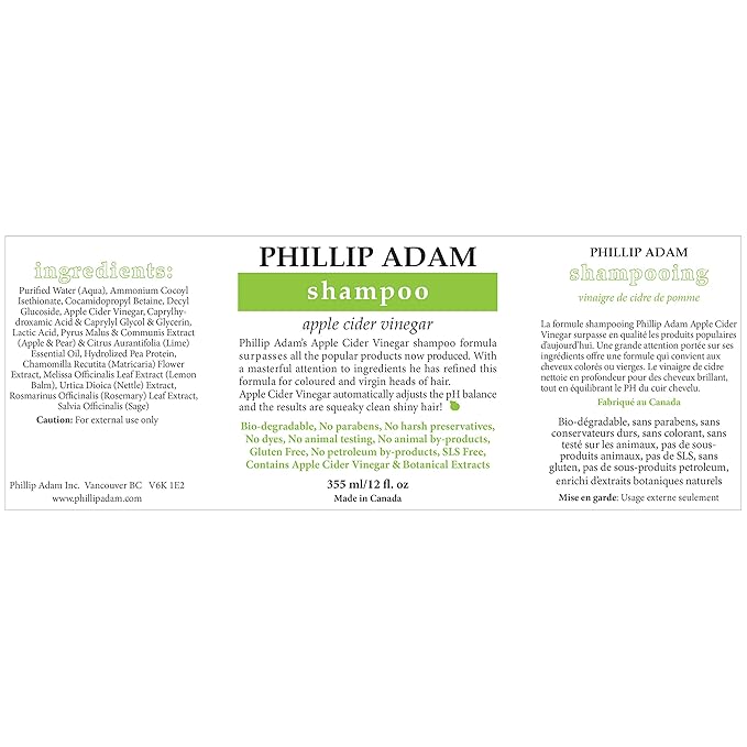 Phillip Adam Apple Cider Vinegar Shampoo and Conditioner Set for All Types of Hair - Sulfate Free - pH Balancing - 12 Ounce Each-VivaGrace Women