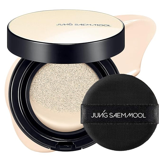 JUNG SAEM MOOL Essential Skin Nuder Cushion 10N Shell Cream 0.49 Fl Oz, No Refill, Natural Radiant Finish Cushion Foundation with Buildable Coverage, Lightweight Texture, Korean Foundation Makeup-VivaGrace Women