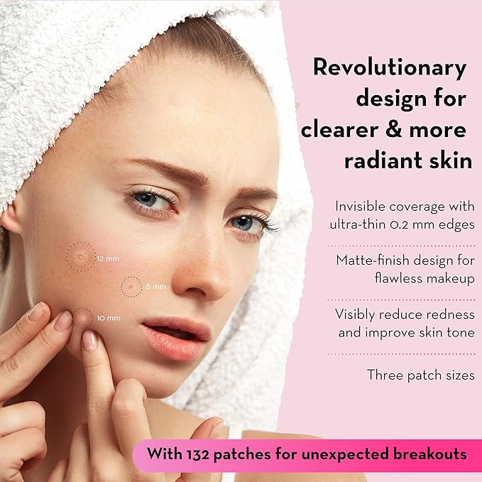 LE GUSHE Pimple Patches for Face (132 dots) - Hydrocolloid Acne Patch for Zits and Blemishes - Invisible Blemish Patches for Face - Spot Cover Stickers