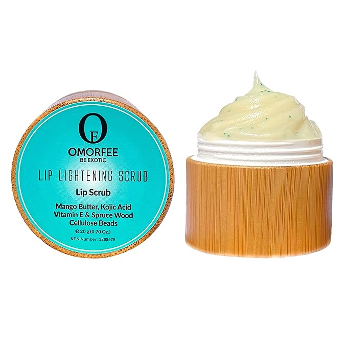 Omorfee 100% Organic Lip Lightening Scrub, Vegan Lip Exfoliator & Moisturizer, Gentle Overnight Lip Mask Treatment, With Kojic Acid, Vitamin E & Natural Beads for Dull, Dry & Dark Lips- 20g/0.70Oz-VivaGrace Women