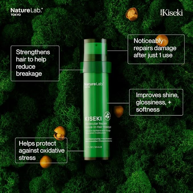 NatureLab.TOKYO Kiseki Molecular Repair Leave-In Hair Masque Refill: Restores Damaged Hair, Repairs Heat & Chemical Damage, Boosts Strength, Smoothness & Softness, 1.7 Fl Oz-VivaGrace Women