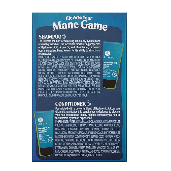 Luseta Hyaluronic Acid Moisturizing Shampoo & Conditioner Set for Dry and Damaged Hair, Sulfate Free Shampoo and Conditioner for Women Infused with Argan Oil and Shea Butter Paraben-Free 2 x 1.01oz-VivaGrace Women