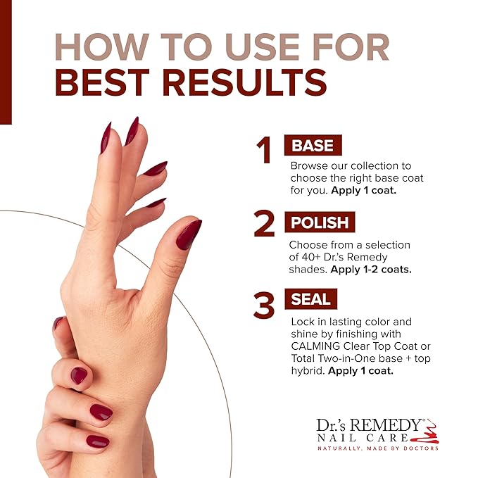Dr’s Remedy Enriched Nail Polish: Non Toxic, All Natural, and Organic - Doctor Formulated: Strengthens, Restores, Heals, and Protects '24-Free' - REMEDY Red