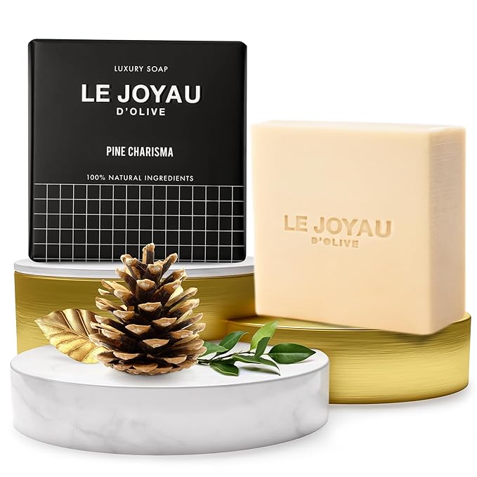 PINE CHARISMA | Handcrafted Luxury Soap Bar Made of Virgin Olive & Pine Leaf Oils | No Synthetics, No Perfumes, No Additives, No chemicals | Cold Saponified and cold Pressed oils | No Titanium Dioxide