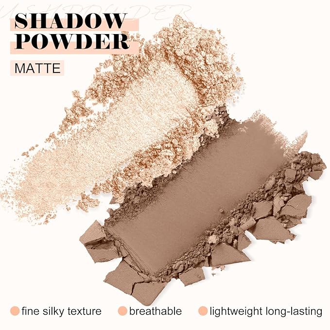 Boobeen Highlighter Contour Makeup Palette Face Matte Bronzer Powder, Compact Contouring Blush for Cheeks, Natural Long Lasting with Brush-VivaGrace Women