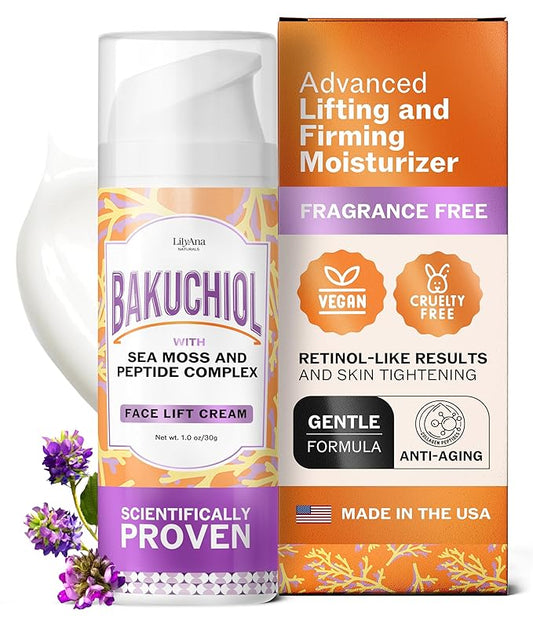 LilyAna Naturals Bakuchiol Face Lift Cream with Sea Moss and Peptide Complex - Face Cream for Women - Moisturizing and Lifting Facial Cream - Anti-Aging Overnight Moisturizer - Made in the USA - 1 oz-VivaGrace Women