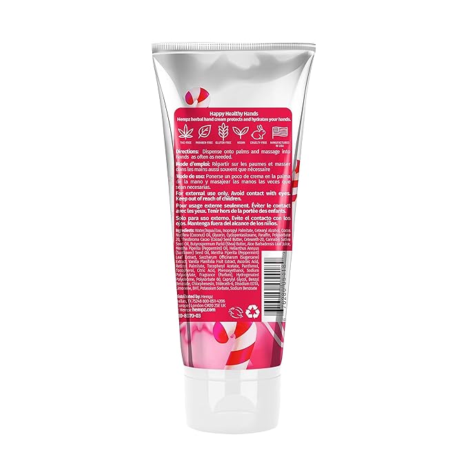 Hempz Limited Edition Candy Cane Lane Hand Cream Lotion (3 Oz) – Mini Holiday Scented Travel Cream Skin Care for Women & Men, Made with Shea Butter for Combatting Dry Hands while Travelling-VivaGrace Women