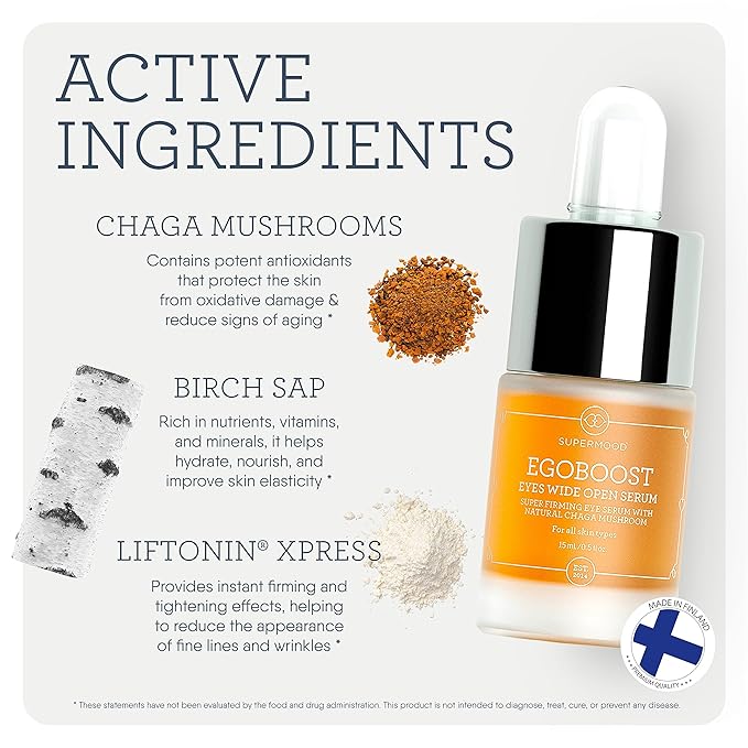 Egoboost Eye Serum - Eye Serum for Dark Circles and Puffiness, Hydrating Serum, Bright and Tight Eye Serum in Facial Skin Care Products, Mushroom Extract Eye Serum for Wrinkles-VivaGrace Women