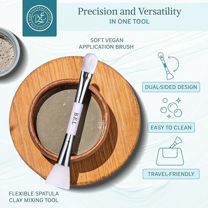 Bare Essentials Living Clay Face Mask Brush (3 Pack, White) Dual Soft Silicone Face Mask Applicator Brush Tool, Great Facial Essentials, Moisturizer Applicator & Skincare Brush for Facials-VivaGrace Women