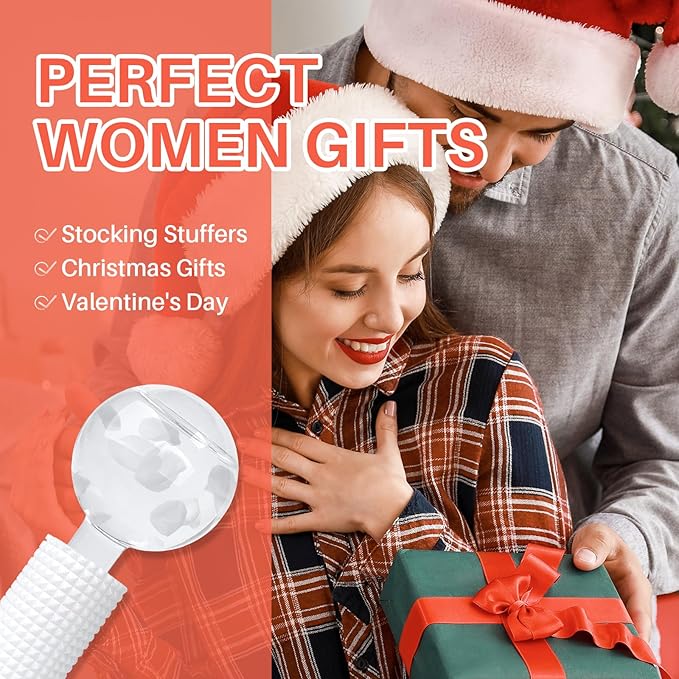 Ice Globes & Ice Roller for Face and Eyes - Facial Massage Tools for Skin Care, Reduce Wrinkles & Puffiness, Cooling Globes & Roller Ball for Glowing Skin 2PCS (White)-VivaGrace Women