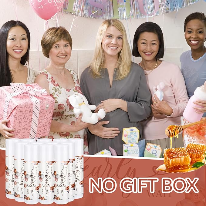 Loopeer 50 Pcs Lip Balm Gift Set Baby Shower Party Favors Natural Ingredients Beeswax lipsticks Gender Reveal Favors Gift Chapped Lips Care Products for Baby Kids Men Women and Children (Bear)-VivaGrace Women