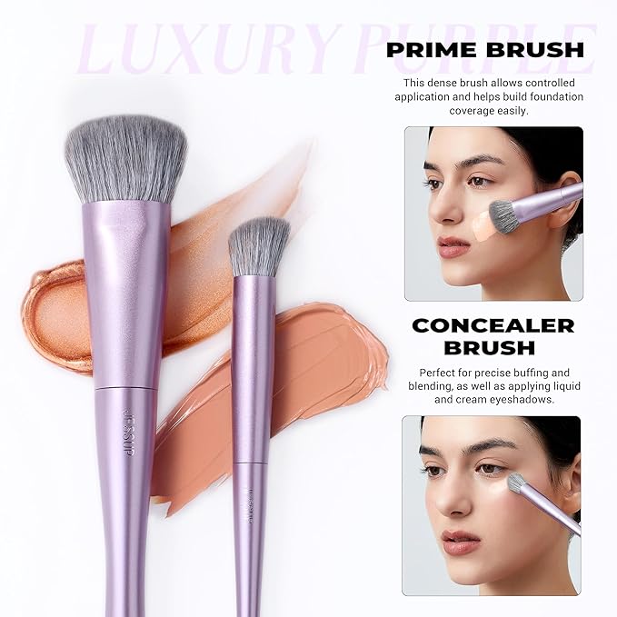 Jessup Makeup Brushes Face 5pcs, Premium Synthetic Make Up Brushes Set for Foundation Contour Blush Highlighter and Powder, Luxury Purple T514-VivaGrace Women