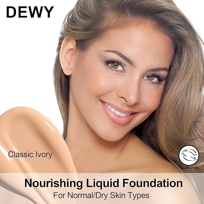 FV 2 Pack Hydrating Liquid Foundation Makeup, Waterproof & Lightweight, Natural Finish with Medium Coverage, Ideal for Dry and Normal Skin (Nourishing Classic Ivory)-VivaGrace Women