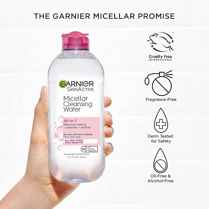 Garnier Back to School Bundle|Micellar Water (400mL) + Fructis Sleek & Shine Shampoo (22 Fl Oz), Conditioner (21 Fl Oz) (3 Items), 1 Kit (Packaging May Vary)-VivaGrace Women