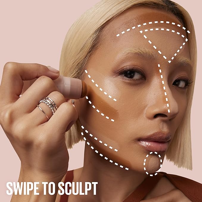 Maybelline Lifter Stix Multi-Use Face Stick - Contour, Bronzer, Concealer and Foundation Stick, All-In-One Creamy Face Makeup with Cranberry Seed Oil, 15, 1 Count-VivaGrace Women